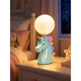 Blue ceramic Unicorn Moon, side Bed Table Lamp, Kids Room Decor