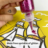 Sparkle Pop Glitter Art Set – 6 Glitter Bottles + 4 Design Cards (Peel, Stick & Decorate)