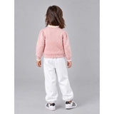 Peach Ruffle Neck Cat Bow Knitted Winter Cardigan Sweater for Girls