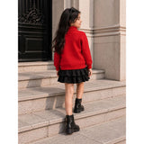 Red White Bear Knitted Winter Cardigan, Christmas Sweater for Kids
