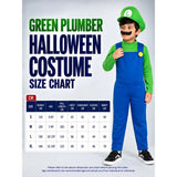 Junior Super Brother Green Plumber, Kids Halloween Costume Fancy Dress Up