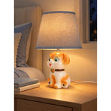 Brown ceramic Dog side Bed Table Lamp, Kids Room Decor