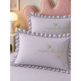 4 pcs Tutu Skirt Dance Rabbit theme, Luxe Embroidered collection of Double Bed Comforter, flat bedsheet, 2 pillow covers entire Bedding Set for King Size Bed.