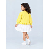 Yellow Daisy Knitted Peplum Winter Cardigan Sweater for Girls