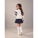 Cream & Navy Blue Nordic Pattern Winter Cardigan Sweater for Kids