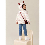 Cream & Brown Bunny Mushroom Quilted Hooded Winter Jacket for Kids