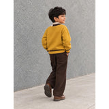 Olive Yellow V-Neck Puppy Pocket V Neck Winter Cardigan Sweater for Kids