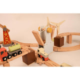 Playbox Wooden Track Bridge Ship & Station Playset Vehicles Trucks Magnetic Bullet Train and Ship | Wooden Toy Playset for Toddler & Kids Baby Toys