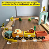 Playbox Wooden Wild Track Train Playset Vehicle with Magnetic Train Engine | Wooden Toy Playset for Toddler & Kids Baby Toys