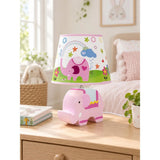 Pink ceramic Elephant side Bed Table Lamp, Kids Room Decor