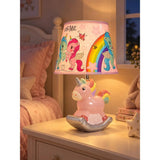Pink ceramic Rocking Unicorn side Bed Table Lamp, Kids Room Decor