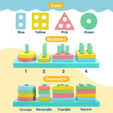 Montessori Toys for Toddlers, Wooden Sorting & Stacking Toys Kids Preschool