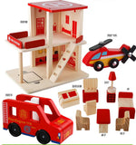 Wooden Fire Station Playset