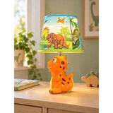 Orange ceramic Dino side Bed Table Lamp, Kids Room Decor