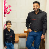 Dual Cars Embroidered Shirt - Black