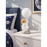 Golden Astronaut Holding Moon, side Bed Table Lamp, Kids Room Decor