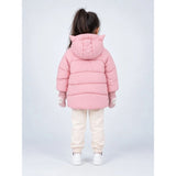 Pink Cat Glitter Quilted Hooded Winter Jacket with Mittens for Kids
