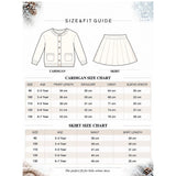 Maroon Ruffle-Collar Sweater & Pleated Skirt with Bow Pom-Pom Clip, Winterwear 2 Pcs Set for Girls
