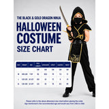 The Black & Gold Dragon Ninja, Kids Halloween Costume Fancy Dress Up
