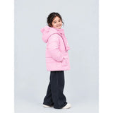 Pink Bunny Glitter Quilted Hooded Winter Jacket with Muffler for Kids