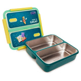 Youp Stainless Steel Green Color Kids Bento Lunch Box With 2 Compartments Tycoon - 1100 ml