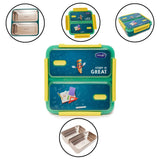 Youp Stainless Steel Green Color Kids Bento Lunch Box With 2 Compartments Tycoon - 1100 ml