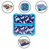Youp Stainless Steel Blue Color Unicorn Theme Kids  Bento Lunch Box With 2 Compartments Pluto - 1100 ml