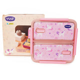 Youp Stainless Steel Pink Color Unicorn Theme Kids  Bento Lunch Box With 2 Compartments Pluto - 1100 ml