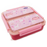 Youp Stainless Steel Pink Color Unicorn Theme Kids  Bento Lunch Box With 2 Compartments Pluto - 1100 ml