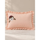 4 pcs Little Girl Theme Luxe Embroidered & 3D hanging collection of Single bed comforter, 1 flat bedsheet, 2 pillow covers entire Bedding Set for Single Size Bed.