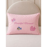 4 pcs Beautiful Mermaid Princess Theme Luxe Embroidered & 3D hanging collection of Single bed comforter, 1 flat bedsheet, 2 pillow covers entire Bedding Set for Single Size Bed.