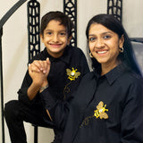 Little Bling Bee Embellished Shirt - Black