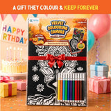 PepPlay Velvet Colouring Canvas Set of 2 | Mindful Yoga & Healthy Be Happy | DIY Velvet Art Kit with 10 Sketch Pens | Mindfulness & Self-Care | Framable Canvas | Ages 8+