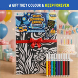 PepPlay Velvet Colouring Canvas Set of 2 | Van Gogh Sunflowers & Starry Night | DIY Velvet Art Kit with 10 Sketch Pens | Framable Canvas | Mindfulness & Stress Relief | Ages 8+