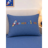 4 pcs Space theme, Luxe Embroidered collection of Single bed comforter, 1 flat bedsheet, 2 pillow covers entire Bedding Set for Single Size Bed.