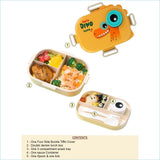 Orange Big Eye Dino 2 decker Lunch Box for Kids