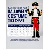 Black Coat one eye Pirate , Kids Halloween Costume Fancy Dress Up