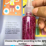 Sparkle Pop Glitter Art Set – 6 Glitter Bottles + 4 Design Cards (Peel, Stick & Decorate)