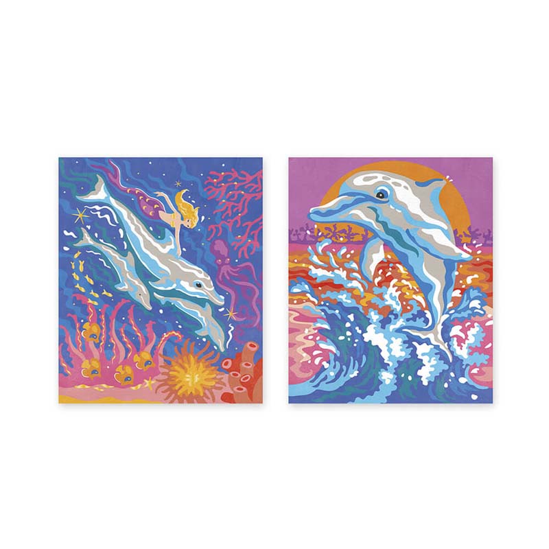 Paint By Numbers Watercolor Dolphins
