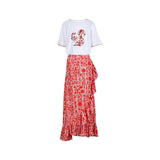 Floral Squirrel Top And Ruffled Skirt