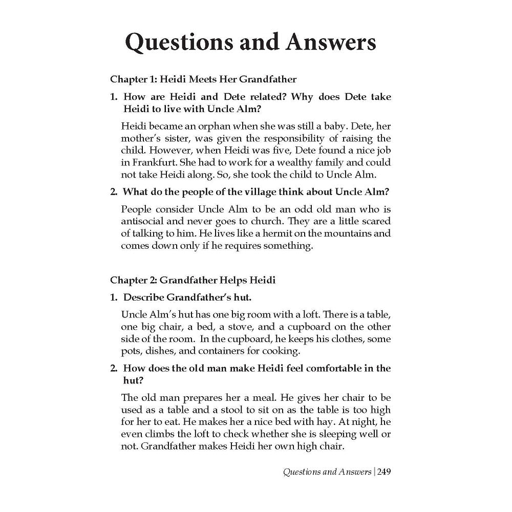 Heidi- Illustrated Abridged Classics for Children with Practice Questions