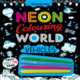 Vehicles Neon Colouring World Book for Kids Age 4 - 7  years with Neon Pens