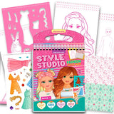 Style Studio Fashion Sketch Activity Book 1 for Girls Age 4-8 years– Creative Design Kit with Sticker Sheets, Stencil Sheets, Dressing Paper & Sketch Pages | Fun DIY Activity Book