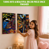 PepPlay Velvet Colouring Canvas Set of 2 | Venice & Amalfi Coast | DIY Velvet Art Kit with 10 Sketch Pens | Framable Wall Art | Mindfulness Activity | Ages 8+
