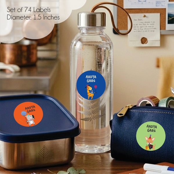 Round waterproof name labels - Animal Buddies – Popup Kids