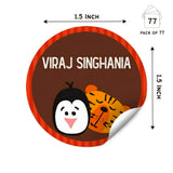 Round Water Proof Labels -Animal Faces