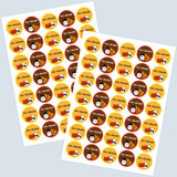 Round Water Proof Labels -Animal Faces