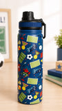 Insulated Print Bottle | 900 ml | Hot & Cold -Football (Blue)