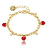 Bead and Disc Dangles Heart Bracelet