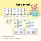 Mixed Waterproof Labels for Kids - Baby Safari